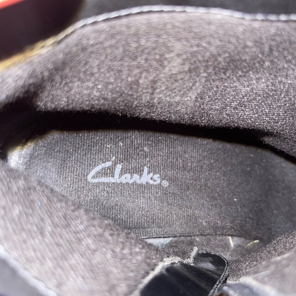 Clarks Black Leather Side Zip Ankle Boots With Buckle Detail - Picture 15 of 16